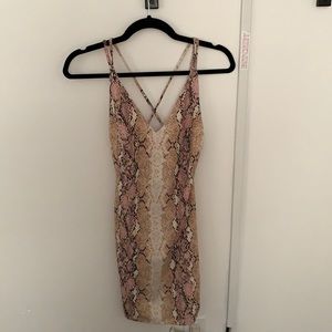 Pink Snakeskin Bodycon Dress